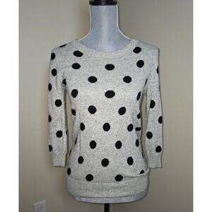 J. Crew gray black polka dot‎ Wool Blend  pullover sweater womens XS
